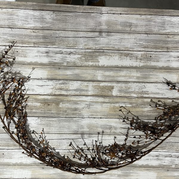 Alternative view of Berry Garland With Stars- Pumpkin Spice, Burgundy and Green 5FT