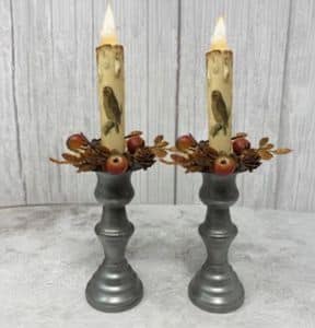 Led Wax Dipped Owl Timer Taper/ Set of 2