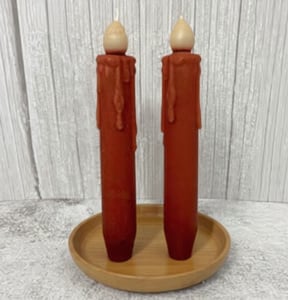 7” Led Timer Taper Candle, Red Grungy/ Set of 2