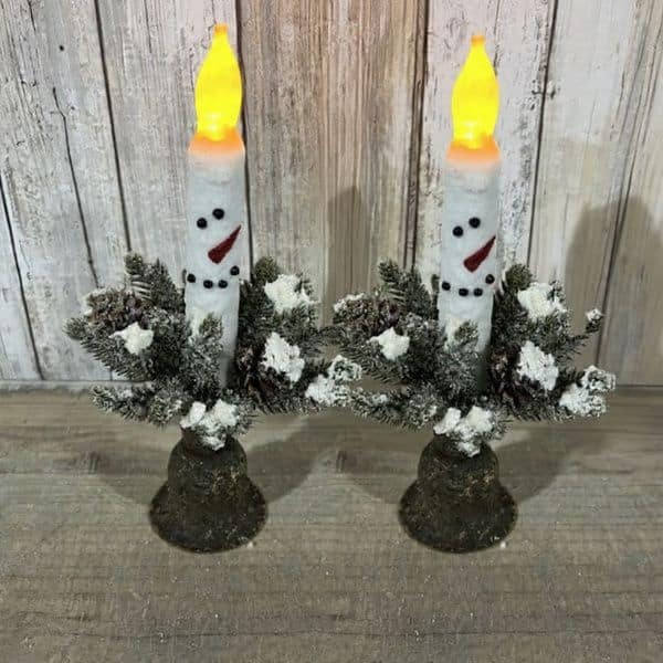 6.5” Snowman Face Timer Taper/ Set of 2