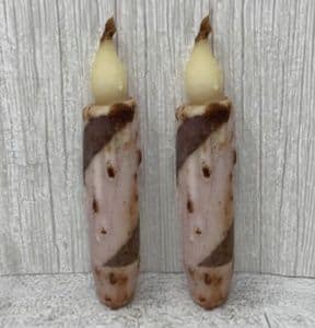 4” Primitive Candy Cane Timer Taper/ Set of 2