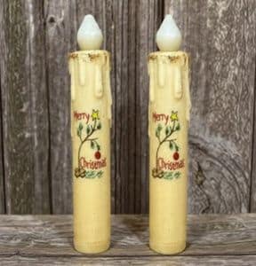 7” Merry Christmas Timer Taper/ Set of 2