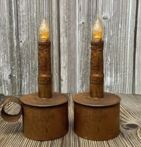 4” Primitive Mustard Timer Taper/ Set of 2