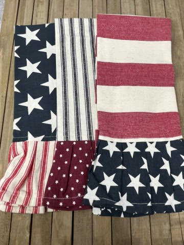 NEW~SET of 3 Red White Blue Americana Kitchen Towels~Top Quality~Flag Patriotic 