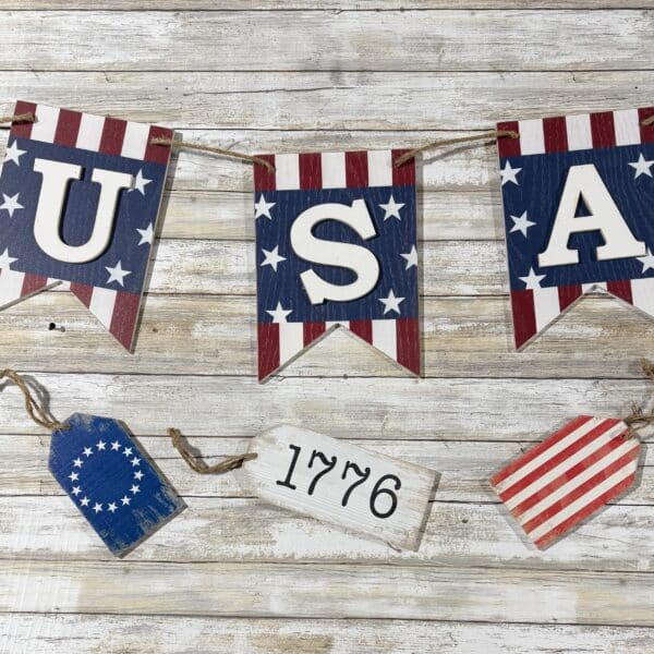 USA Wood Banner and Tag Set