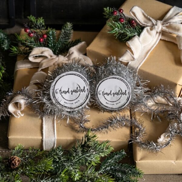 Set of 2 Tinsel Garlands, Silver