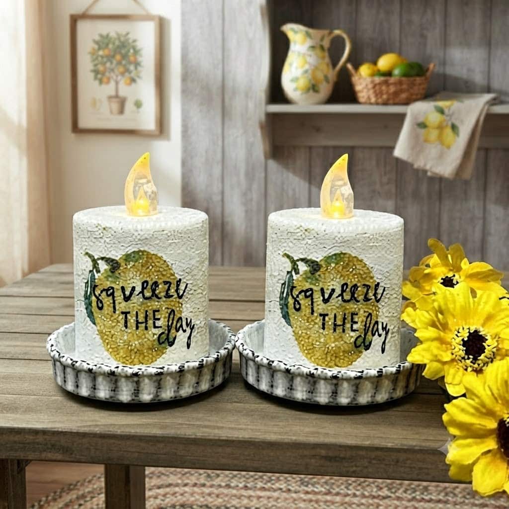 Squeeze The Day Timer Pillar, 3.5”x2.25” / Set of 2