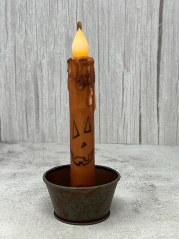 7” LED Carved Pumpkin Face Timer Taper