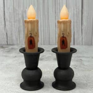 4” LED Pumpkin With Star Timer Taper/ Set of 2