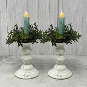 7” Led Timer Taper Candle, Aqua Blue/ Set of 2