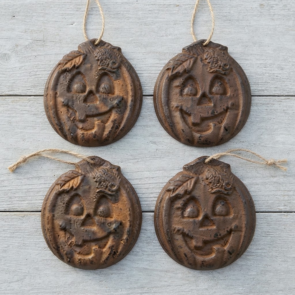 Beeswax Jack O Lantern Ornaments, Set/4
