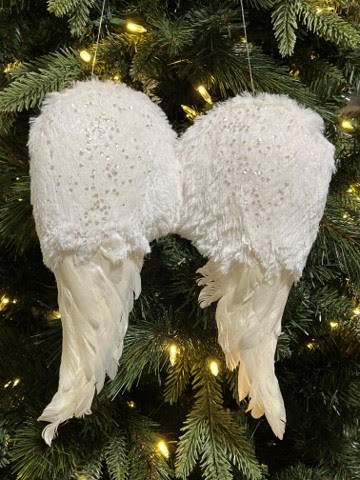 11” Feather/Fur Angel Wing Ornament