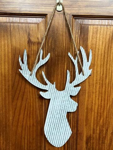 16” White Washed Corrugated Moose Sign