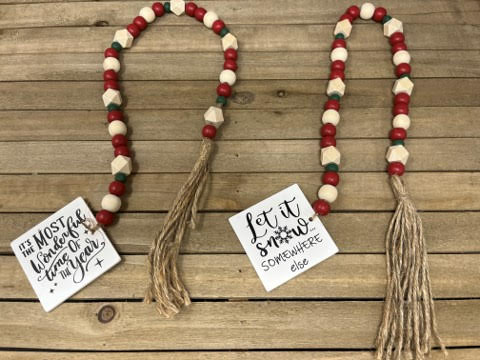22” Tassel Garland with Red/Green Beads