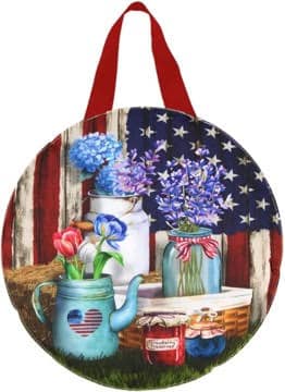 American Picnic Rustic Burlap Door Hanger