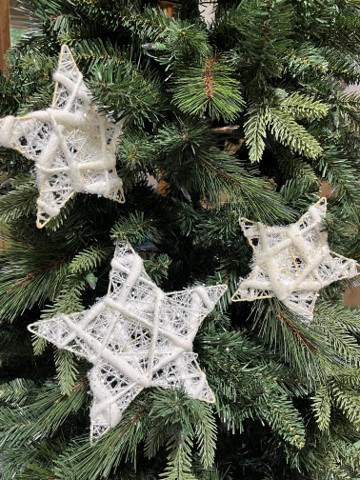 Cotton String Wrapped Flat Stars, Set/3