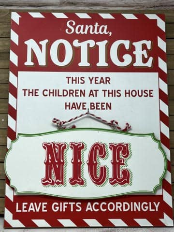 Santa with Naughty / Nice Sign