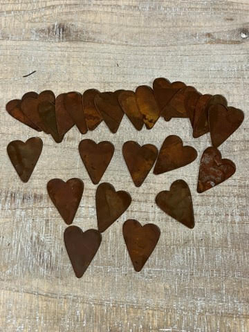 Set of 25 Rusty Tin Hearts, 1.5”