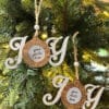 White Joy Picture Frame Ornament, Set/2