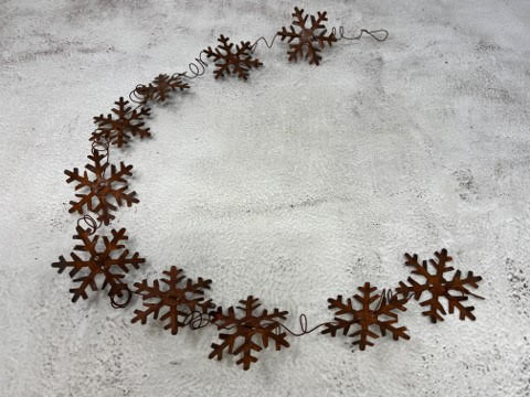 Rusty Tin Snowflake Garland