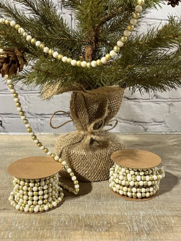 Champagne & Matt White Bead Garland, Set/2