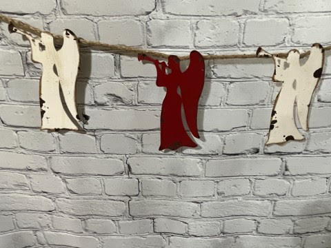 Weathered Angel Horn Christmas Banner