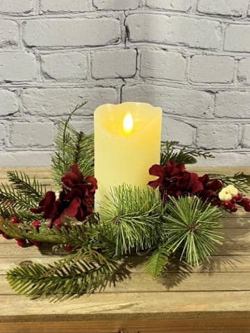 Holiday Hydrangea Candle Ring, 4.5”