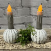 White Round Distressed Candler Holder, Set/2