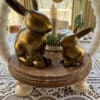 Antique Gold Aluminum Sitting Rabbits, Set/2