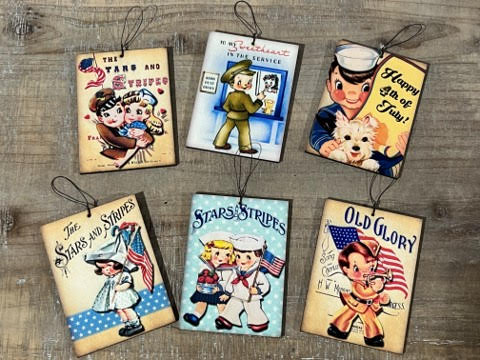 Handmade 6pc Vintage Americana Ornament Set