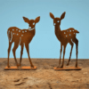 Rusty Metal Fawn Pop-Up Pedestal, Set/2