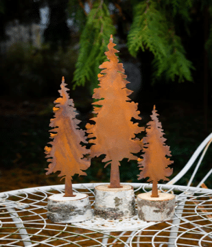 Rusty Metal Fir Tree, Set/3
