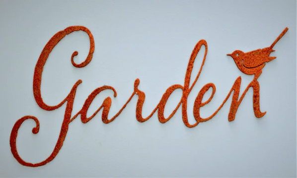 Rusty Metal “Garden” Script Wall Art
