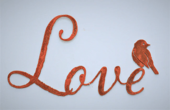 Rusty Metal “Love” Script Wall Art