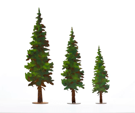 Rusty Metal Painted Fir Tree, Set/3