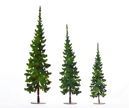 Rusty Metal Painted Spruce Tree, Set/3