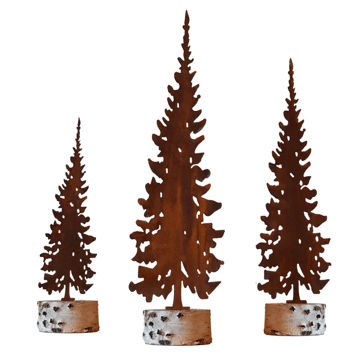 Rusty Metal Spruce Tree, Set/3
