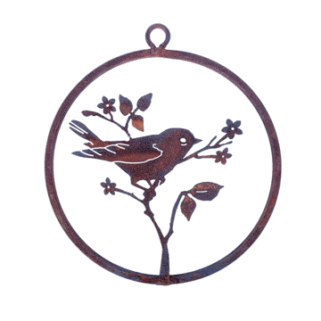 Rusty Metal Upright Warbler on Flowers Mini-Ring