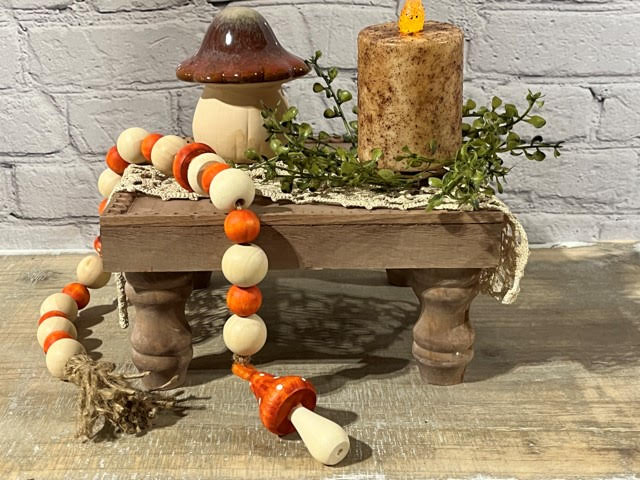 Wood Beaded Mushroom Garland