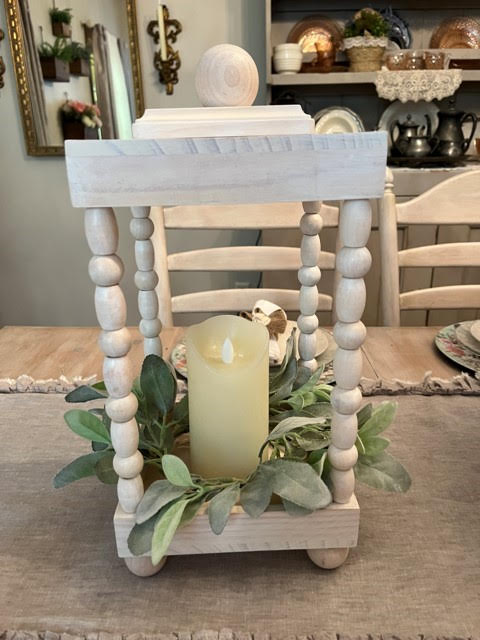 DIY Farmhouse Wood Bead Lantern