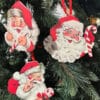 Kurt Adler Retro Wooden Santa Ornament, Set/3
