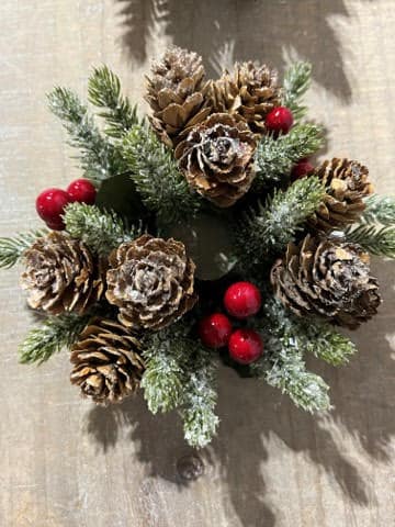 1” Icy Berries with Mini Pine Cones Candle Ring, Set/2 - The Crafty  Decorator