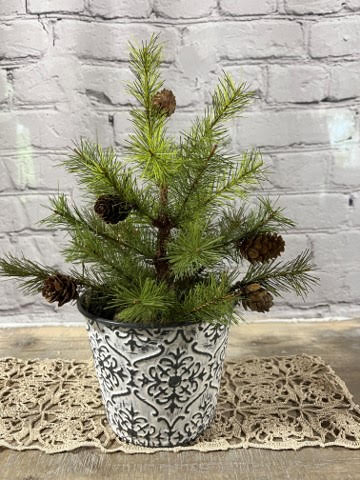 12” Pine Tree W/Cones