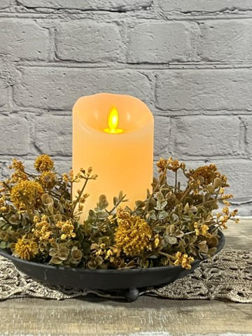 3” Fall Garden Candle Ring, Mustard