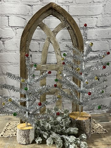 Snazzy Silver Tinsel Tree, Set/2