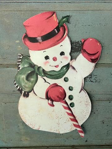 Vintage Snowman Metal Sign