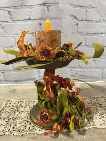 2.5” Fall Flower and Pod Candle Ring, Set/2