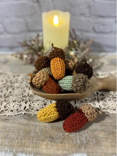 Aunt Lois’s Hand Knitted Acorns, Set/8