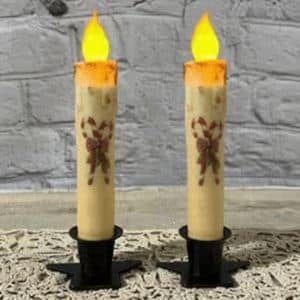 7” Cream Candy Cane Timer Tapers/ Set of 2