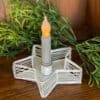 Metal White Distressed Star Taper Holder
